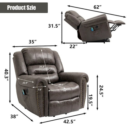 Faux Leather Oversized Power Lift Recliner Remote, Massage&amp; Heating