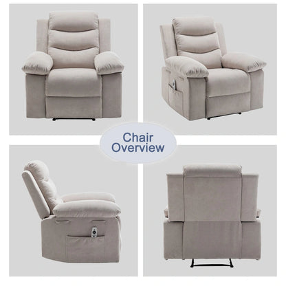 Electric recliner with seat heating and adjustable massage function