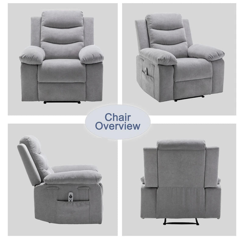 Electric recliner with seat heating and adjustable massage function