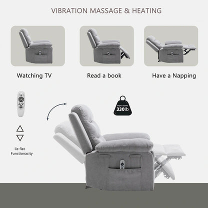 Electric recliner with seat heating and adjustable massage function