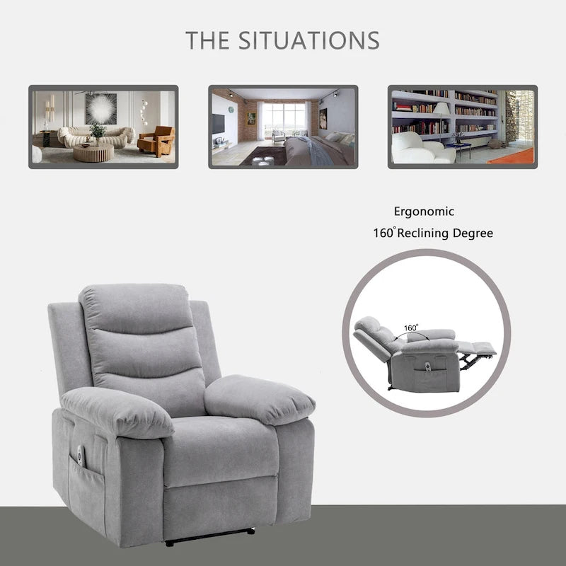 Electric recliner with seat heating and adjustable massage function