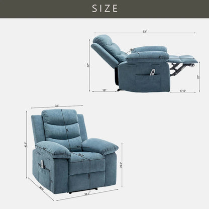 Electric recliner with seat heating and adjustable massage function