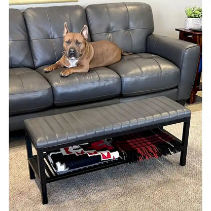 Solid Bamboo Ribbed Padded 40 Bench with Shelf