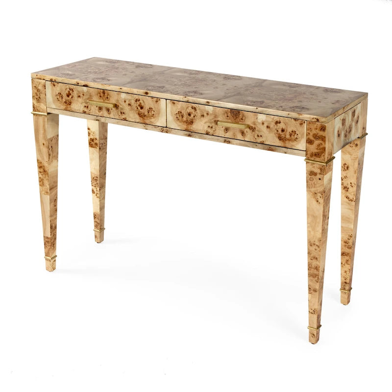 Kai 2 Drawer 46 Burl Wood Console Table