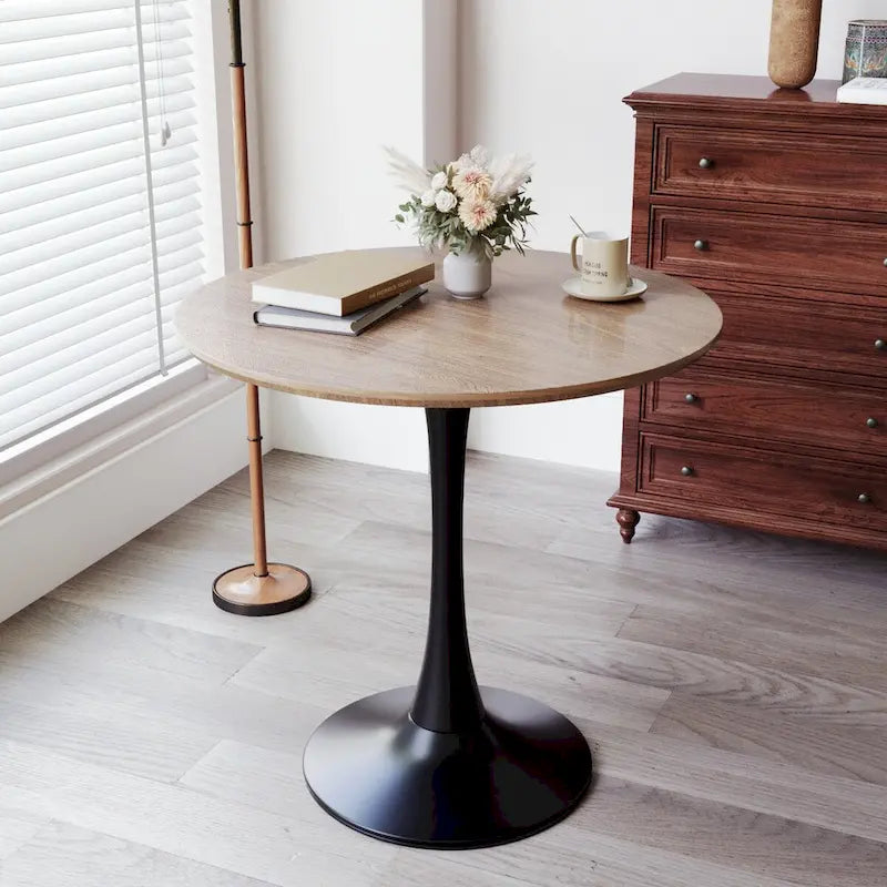 Round Dining Table, 31.5 Tulip Table Kitchen Dining Table 2-4 People with MDF Table Top & Pedestal Base, End Table