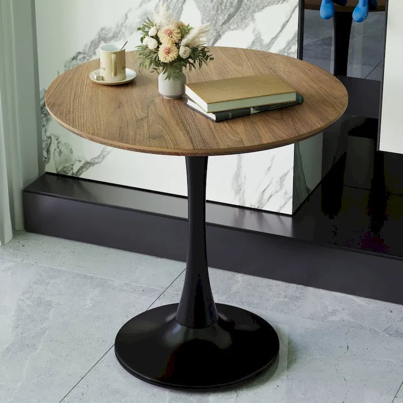 Round Dining Table, 31.5 Tulip Table Kitchen Dining Table 2-4 People with MDF Table Top &amp; Pedestal Base, End Table