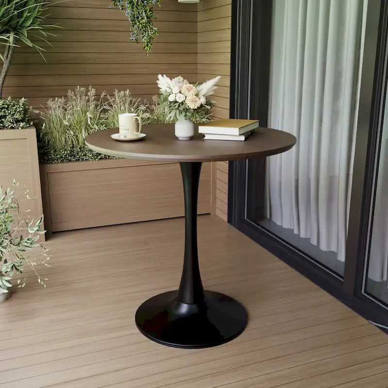 Round Dining Table, 31.5 Tulip Table Kitchen Dining Table 2-4 People with MDF Table Top &amp; Pedestal Base, End Table