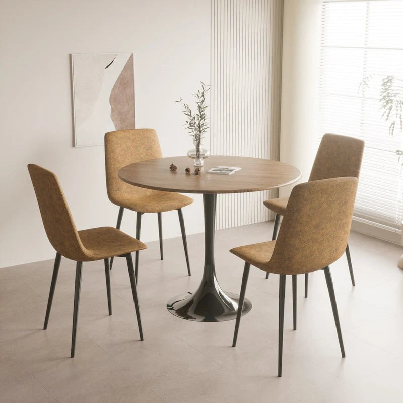 Round Dining Table, 31.5 Tulip Table Kitchen Dining Table 2-4 People with MDF Table Top &amp; Pedestal Base, End Table
