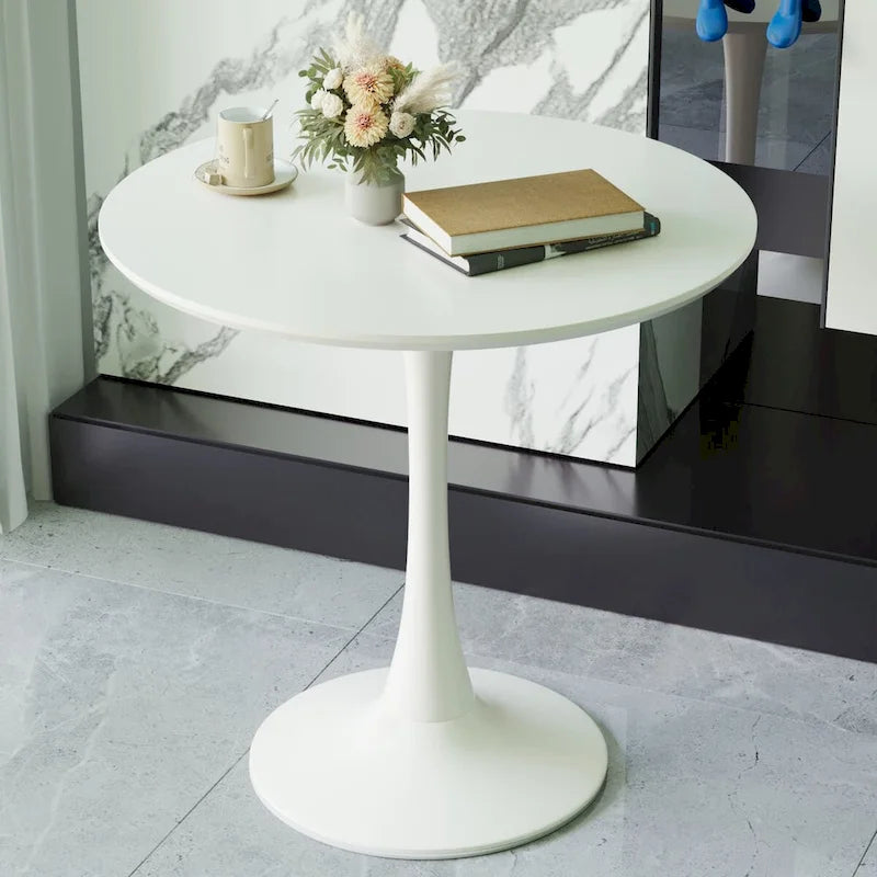 Round Dining Table, 31.5 Tulip Table Kitchen Dining Table 2-4 People with MDF Table Top &amp; Pedestal Base, End Table