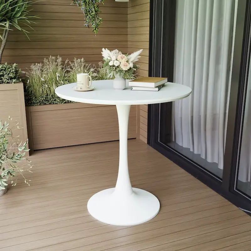 Round Dining Table, 31.5 Tulip Table Kitchen Dining Table 2-4 People with MDF Table Top &amp; Pedestal Base, End Table