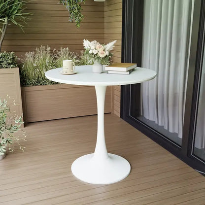 Round Dining Table, 31.5 Tulip Table Kitchen Dining Table 2-4 People with MDF Table Top &amp; Pedestal Base, End Table