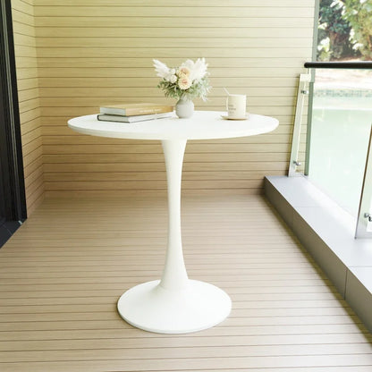 Round Dining Table, 31.5 Tulip Table Kitchen Dining Table 2-4 People with MDF Table Top &amp; Pedestal Base, End Table