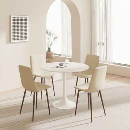 Round Dining Table, 31.5 Tulip Table Kitchen Dining Table 2-4 People with MDF Table Top &amp; Pedestal Base, End Table