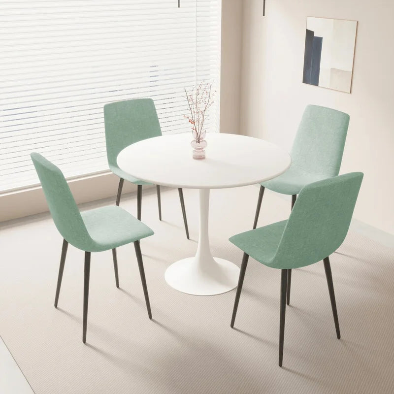 Round Dining Table, 31.5 Tulip Table Kitchen Dining Table 2-4 People with MDF Table Top &amp; Pedestal Base, End Table