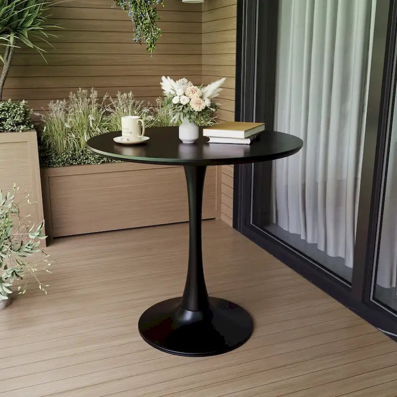 Round Dining Table, 31.5 Tulip Table Kitchen Dining Table 2-4 People with MDF Table Top &amp; Pedestal Base, End Table