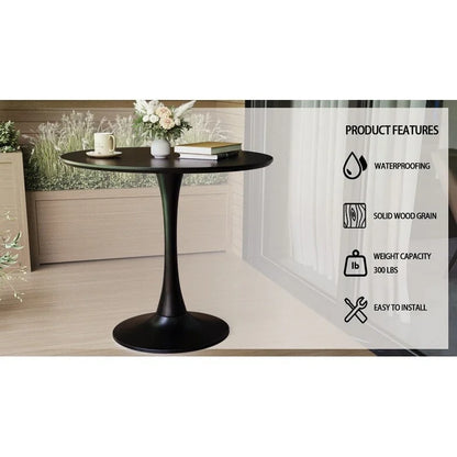 Round Dining Table, 31.5 Tulip Table Kitchen Dining Table 2-4 People with MDF Table Top &amp; Pedestal Base, End Table