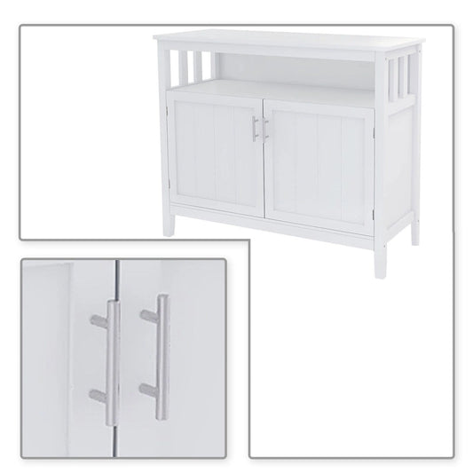 Classic Minimalist Wooden Sideboard with a Cabinet and an Open Storage Compartment