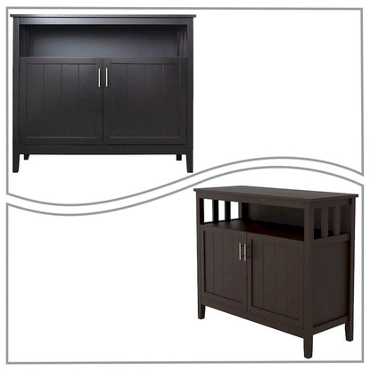 Classic Minimalist Wooden Sideboard with a Cabinet and an Open Storage Compartment