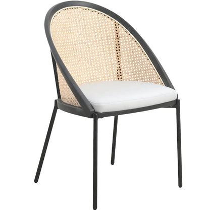 Urbane Modern Stylish Dining Chair with Leather Seat and Wicker Back for Dining Room &amp; Kitchen