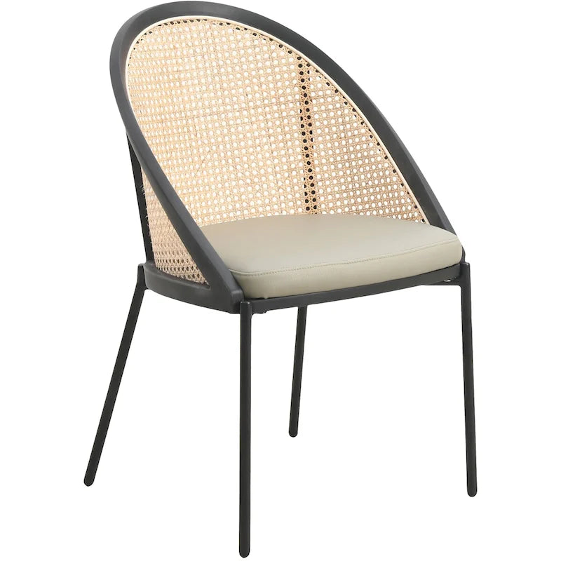 Urbane Modern Stylish Dining Chair with Leather Seat and Wicker Back for Dining Room &amp; Kitchen