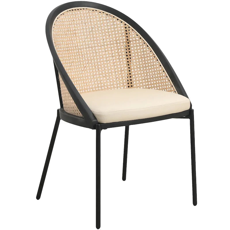 Urbane Modern Stylish Dining Chair with Leather Seat and Wicker Back for Dining Room &amp; Kitchen