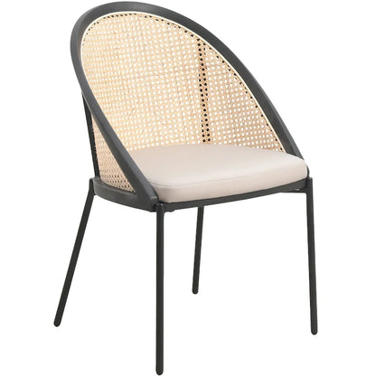 Urbane Modern Stylish Dining Chair with Leather Seat and Wicker Back for Dining Room &amp; Kitchen