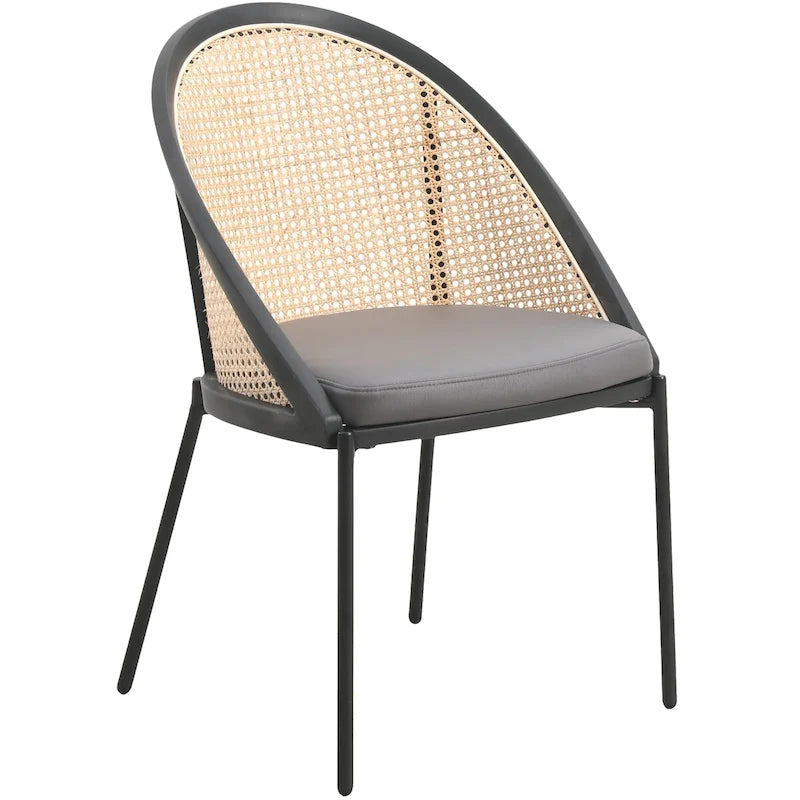 Urbane Modern Stylish Dining Chair with Leather Seat and Wicker Back for Dining Room &amp; Kitchen