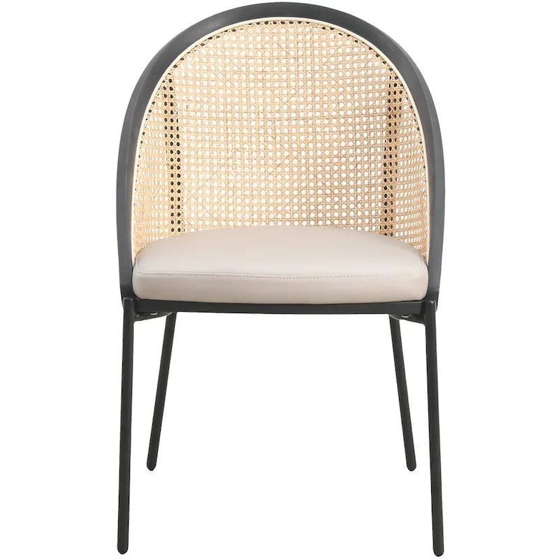 Urbane Modern Stylish Dining Chair with Leather Seat and Wicker Back for Dining Room &amp; Kitchen