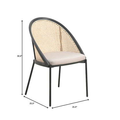 Urbane Modern Stylish Dining Chair with Leather Seat and Wicker Back for Dining Room &amp; Kitchen