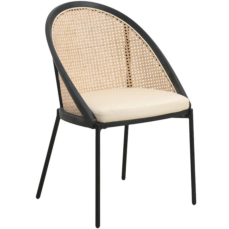 Urbane Modern Stylish Dining Chair with Leather Seat and Wicker Back for Dining Room &amp; Kitchen