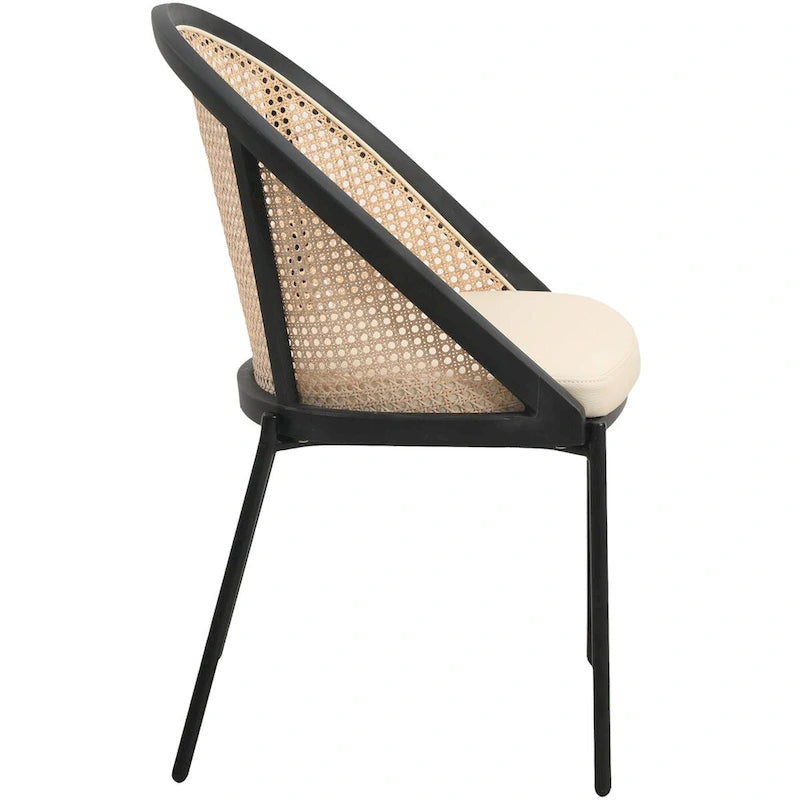 Urbane Modern Stylish Dining Chair with Leather Seat and Wicker Back for Dining Room &amp; Kitchen