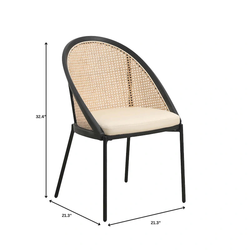 Urbane Modern Stylish Dining Chair with Leather Seat and Wicker Back for Dining Room &amp; Kitchen