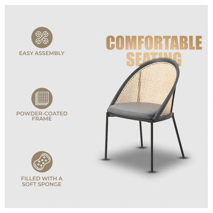 Urbane Modern Stylish Dining Chair with Leather Seat and Wicker Back for Dining Room &amp; Kitchen