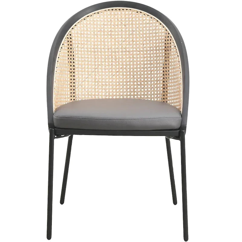 Urbane Modern Stylish Dining Chair with Leather Seat and Wicker Back for Dining Room &amp; Kitchen