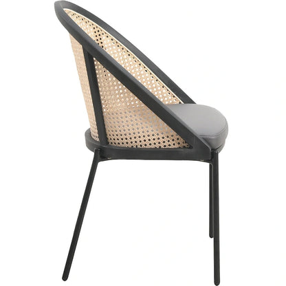 Urbane Modern Stylish Dining Chair with Leather Seat and Wicker Back for Dining Room &amp; Kitchen