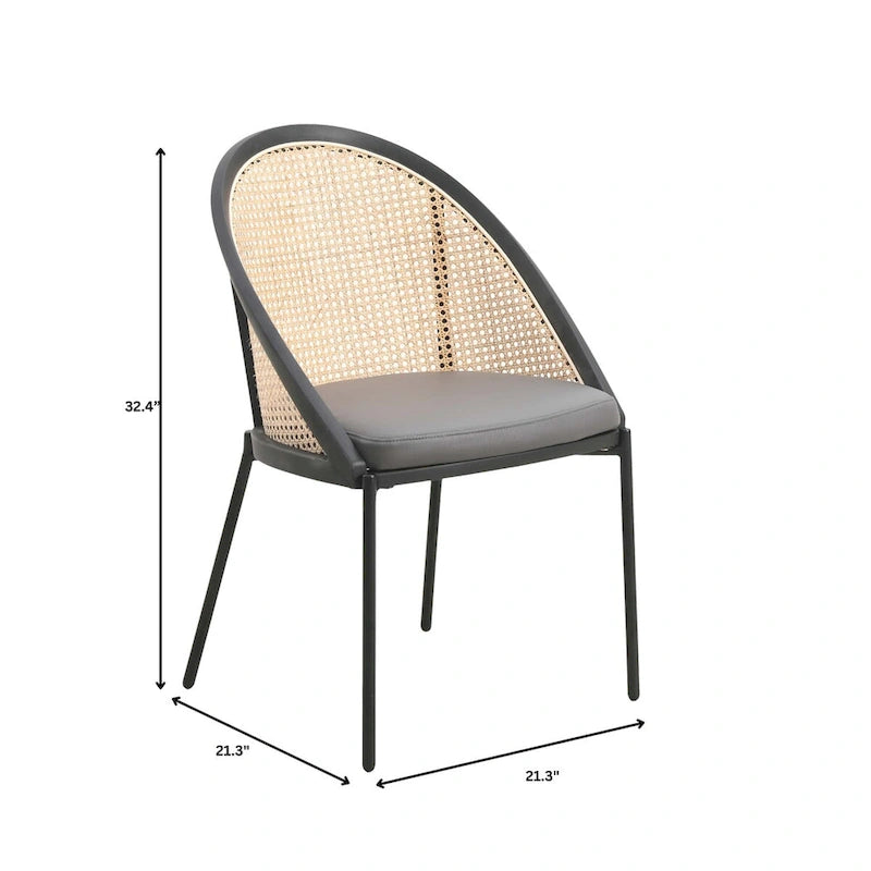 Urbane Modern Stylish Dining Chair with Leather Seat and Wicker Back for Dining Room &amp; Kitchen