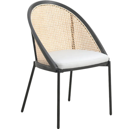 Urbane Modern Stylish Dining Chair with Leather Seat and Wicker Back for Dining Room &amp; Kitchen