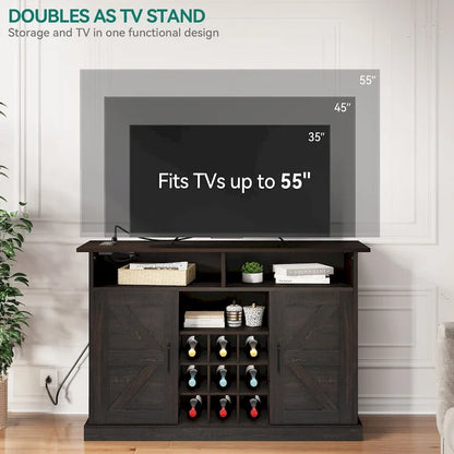 Liquor Bar Cabinet All-In-One Wine Sideboard Floating Storage w/ Bottle Rack