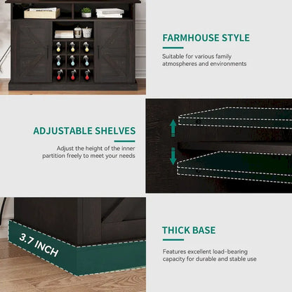 Liquor Bar Cabinet All-In-One Wine Sideboard Floating Storage w/ Bottle Rack