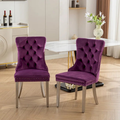 High-end Tufted Solid Wood Contemporary Velvet Upholstered Dining Chair with Chrome Stainless Steel Plating Legs