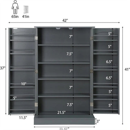 Storage Cabinet with Doors and Adjustable Shelves - 12D x 23.62W x 41H