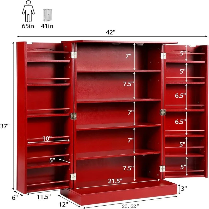 Storage Cabinet with Doors and Adjustable Shelves - 12D x 23.62W x 41H
