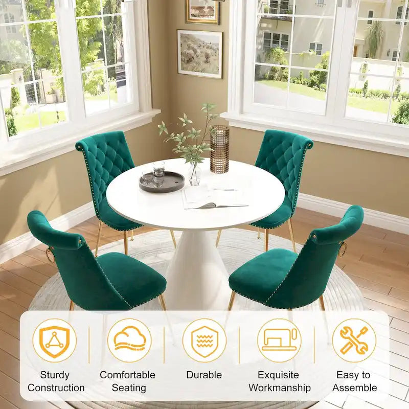 48 Light Luxury White High Gloss Large Countertop Dining Table with Velvet Dining Chair Set