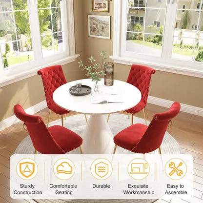 48 Light Luxury White High Gloss Large Countertop Dining Table with Velvet Dining Chair Set