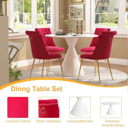 48 Light Luxury White High Gloss Large Countertop Dining Table with Velvet Dining Chair Set