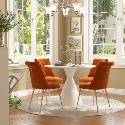 48 Light Luxury White High Gloss Large Countertop Dining Table with Velvet Dining Chair Set