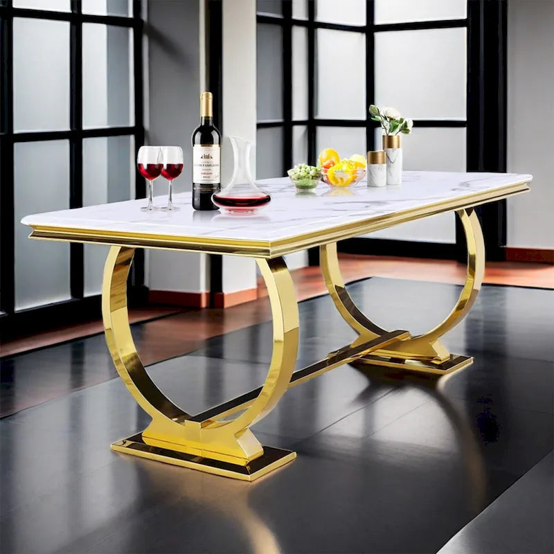 72 inch Rectangular Dining Table with U-Shaped Base