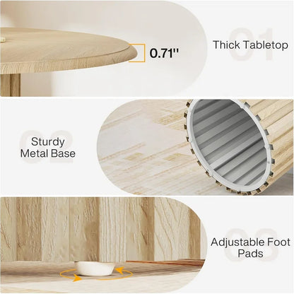 Round Dining Table, 47.24 Farmhouse Kitchen Table, Dinner Table