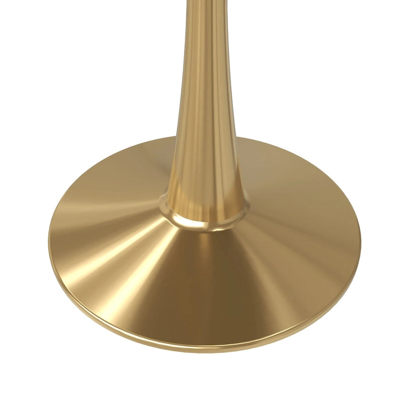 LeisureMod Bristol 40 Round Dining Table for 4 with MDF Tabletop in Gold Steel Base for Kitchen &amp; Dining Room