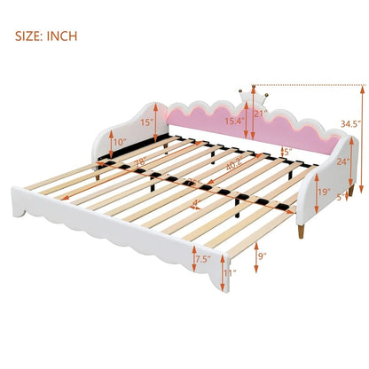 Twin Extending Daybed with LED Lights,Upholstered Princess Daybed